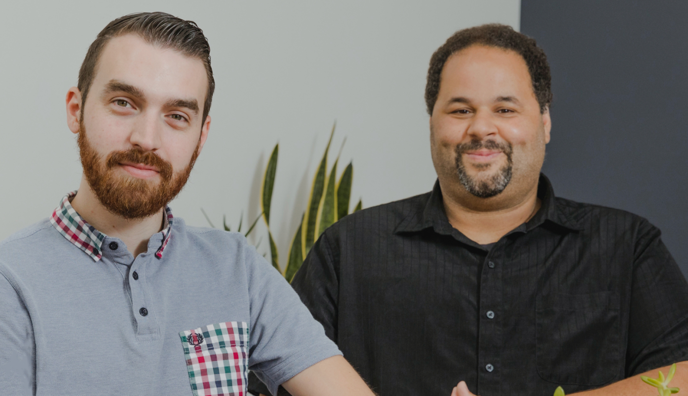 A picture of two individuals who work at the company, Outvoice.