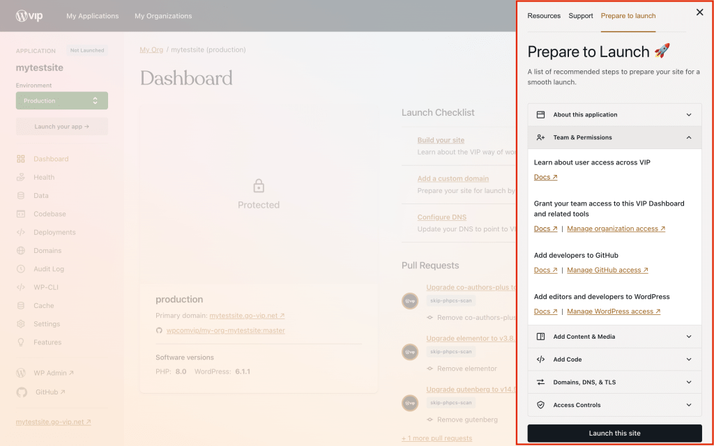 New "Prepare to Launch" tab in the Help Center in the VIP Dashboard