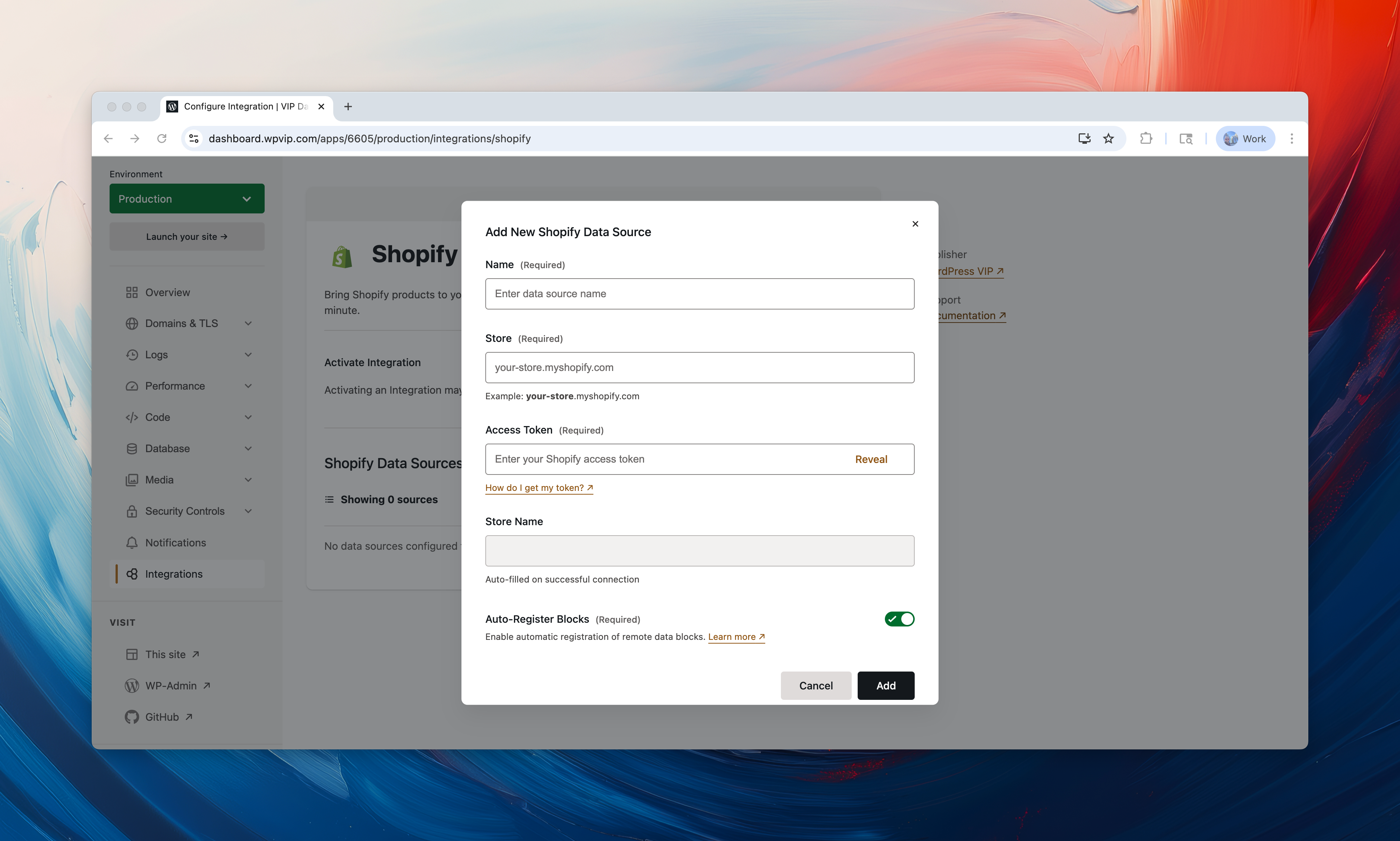 Configuring the data source connection for a Remote Data Block