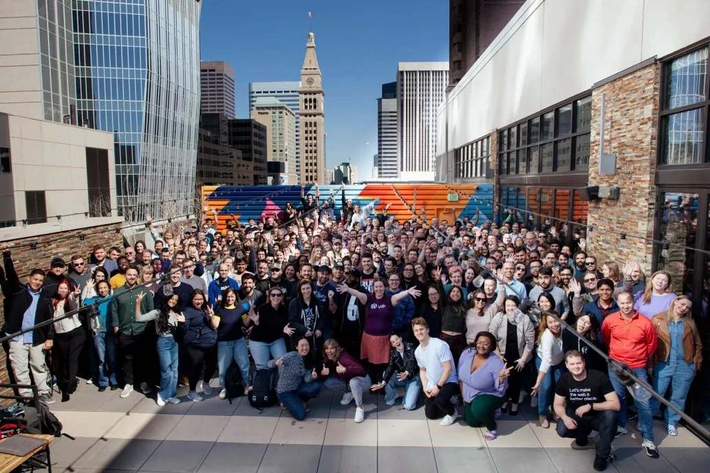 The WordPress VIP team at their meet up on a rooftop terrace in Denver
